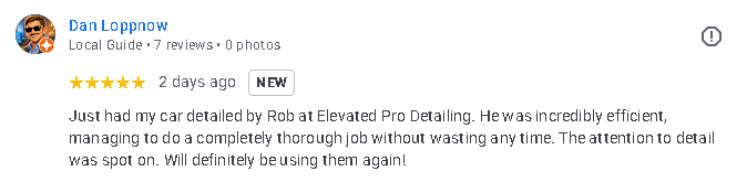 Customer review for Elevated Pro Detailing